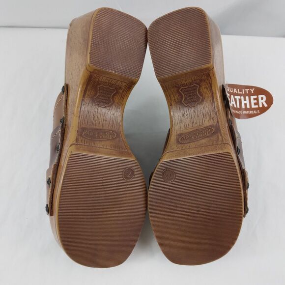 Vintage Y2K Lower East Side Patchwork Leather Platform Chunky Wedge Sandals 7.5 - Picture 10 of 10